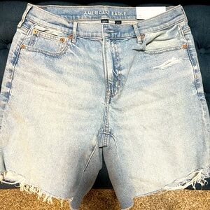American Eagle 8” Perfect Bermuda Shorts, Distressed Raw Hem